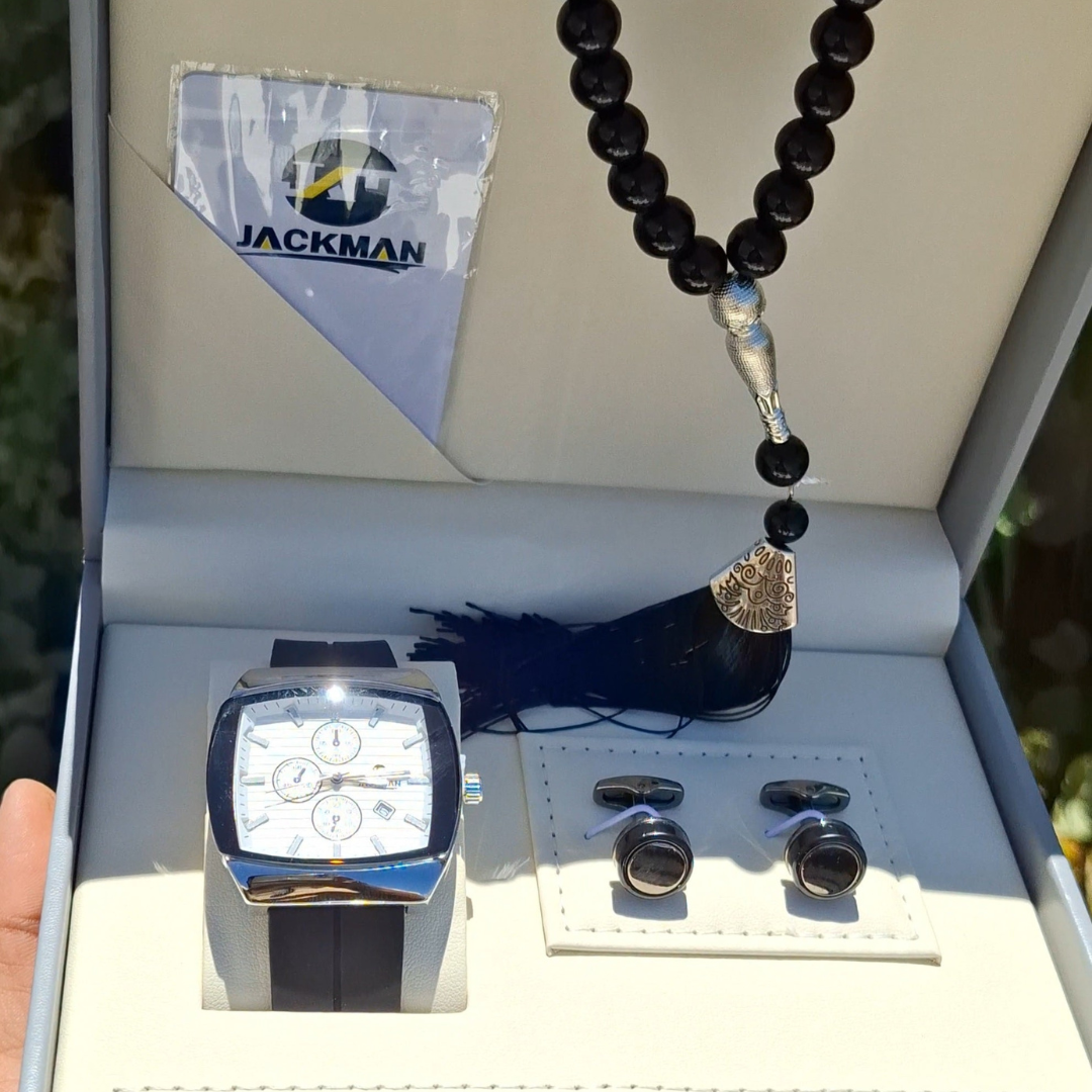 🎁 Luxury Men’s Branded Watch Gift Set – Cufflinks, Pen, Tasbeeh &amp; Box