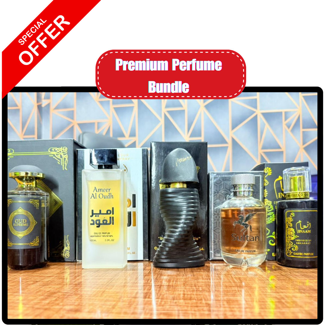 🌟 Premium Perfume Bundle – Oud Supreme, Ameer Ul Oud, Inam, Morina &amp; Sultan (5 in 1)