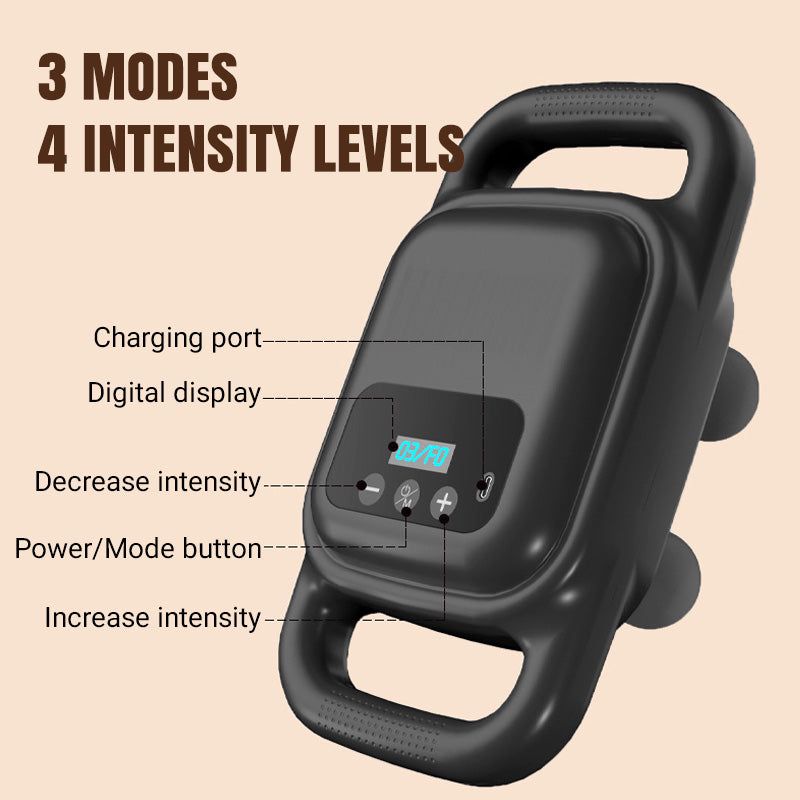 4-Head Deep Tissue Massage Gun – Full Body Relief 💪✨