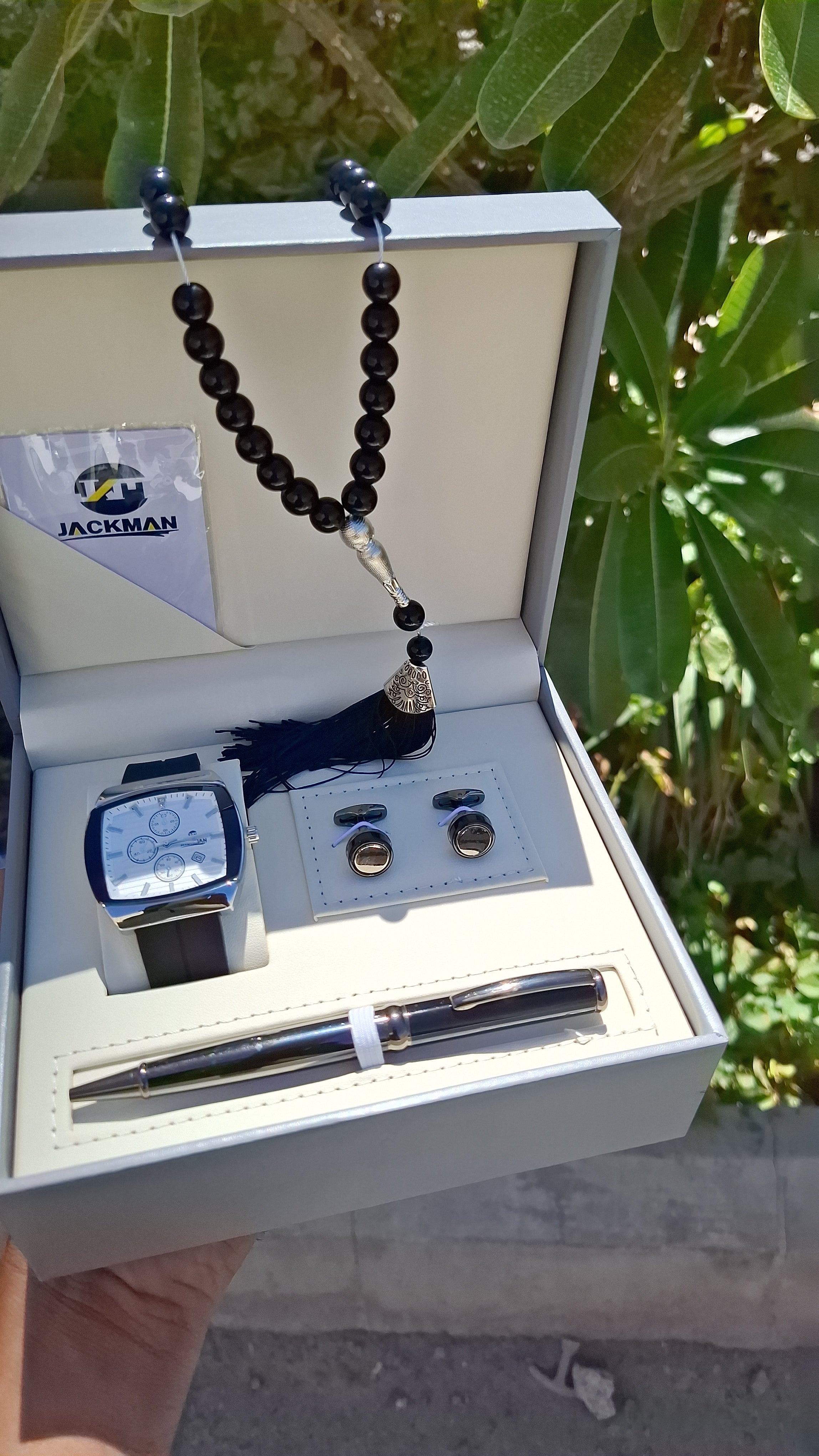 🎁 Luxury Men’s Branded Watch Gift Set – Cufflinks, Pen, Tasbeeh &amp; Box