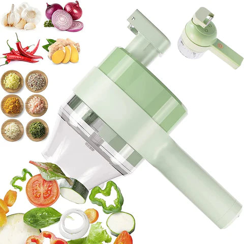 ✅ 4-in-1 Portable Electric Vegetable Slicer – Fast, Smart & Easy!