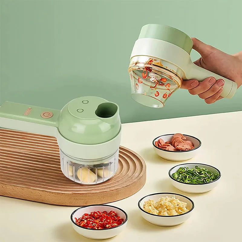 ✅ 4-in-1 Portable Electric Vegetable Slicer – Fast, Smart & Easy!