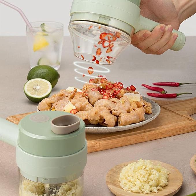 ✅ 4-in-1 Portable Electric Vegetable Slicer – Fast, Smart & Easy!